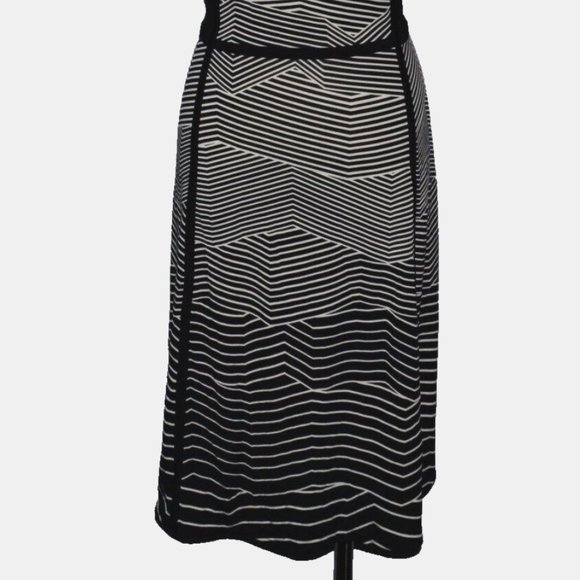 BCBGMAXAZRIA ILANA NEW $198 NWT SZ L LARGE BLACK WHITE STRIPES SLEEVELESS DRESS - Picture 9 of 15